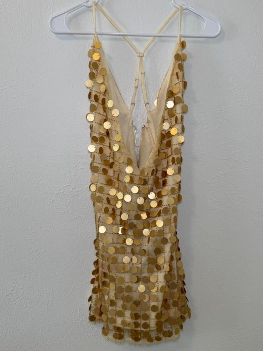 NWT Peppermayo Xander Sequin Mini Dress Gold Strapless Party Dress XS US 2 - Picture 3 of 5